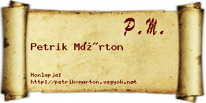 Petrik Márton névjegykártya
